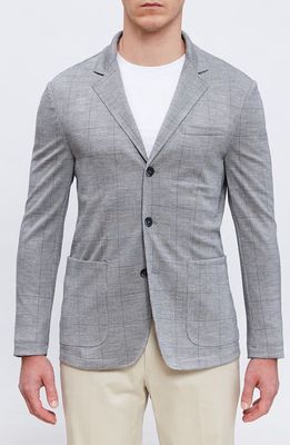 Emanuel Berg Plaid Deconstructed Wool Blend Knit Sport Coat in Medium Grey 