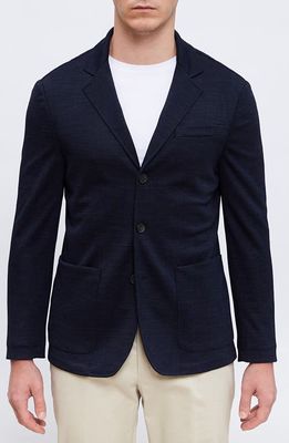 Emanuel Berg Plaid Deconstructed Wool Blend Knit Sport Coat in Navy