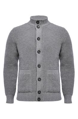 Emanuel Berg Stand Collar Wool Cardigan in Grey