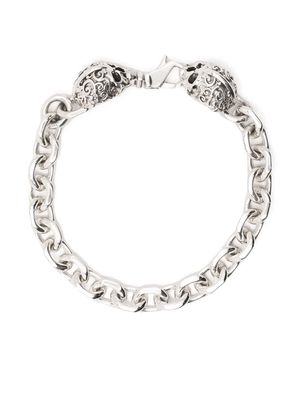 Emanuele Bicocchi Arabesque skull chain bracelet - Silver