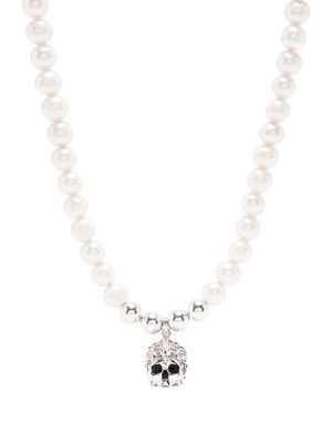 Emanuele Bicocchi arabesque skull large pearl necklace - White