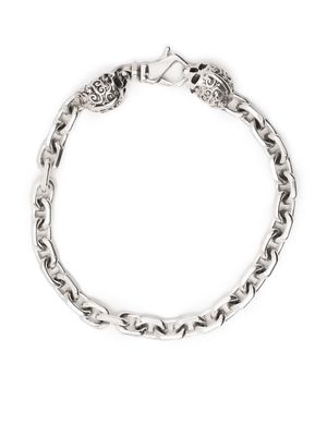 Emanuele Bicocchi cable-link arabesque skull bracelet - Silver