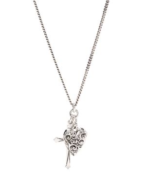Emanuele Bicocchi cross and arabesque heart pendant - Silver