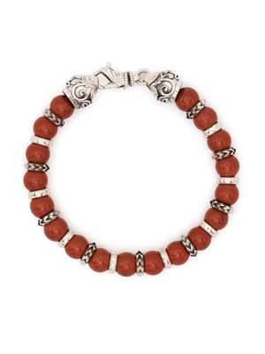 Emanuele Bicocchi engraved-detail bead bracelet - Red