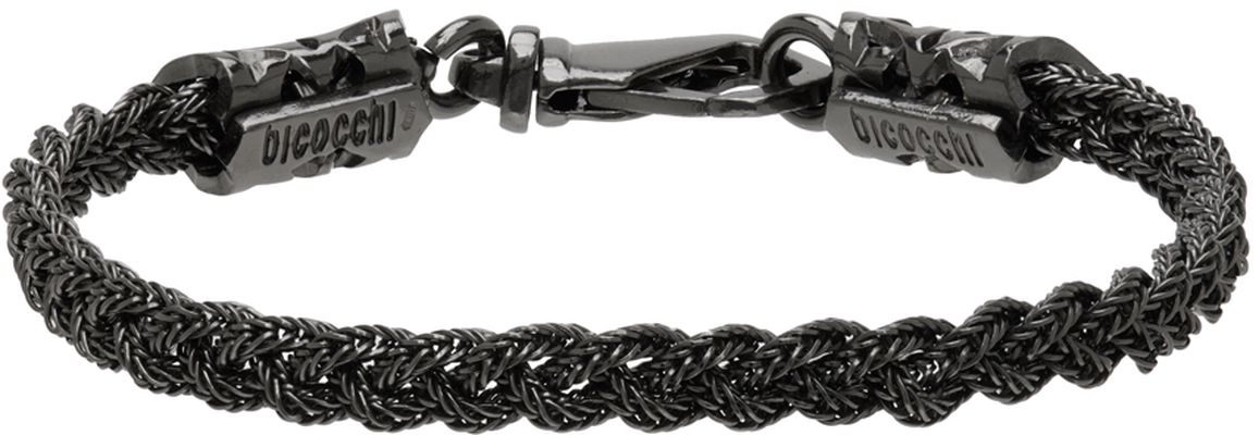 Emanuele Bicocchi Gunmetal Braided Bracelet