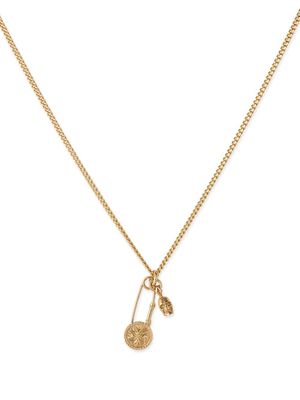 Emanuele Bicocchi safety pin skull-pendant necklace - Gold