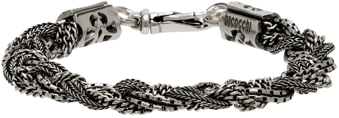 Emanuele Bicocchi Silver Mixed Braided Bracelet