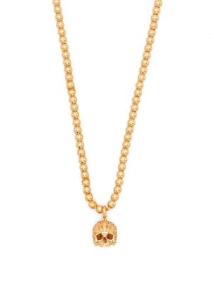 Emanuele Bicocchi skull pendant beaded necklace - Gold