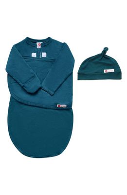 embé Starter 2-Way Long Sleeve Swaddle & Hat Set in Blue