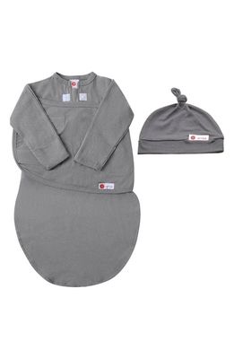 embé Starter 2-Way Long Sleeve Swaddle & Hat Set in Gray