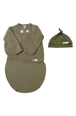 embé Starter 2-Way Long Sleeve Swaddle & Hat Set in Green