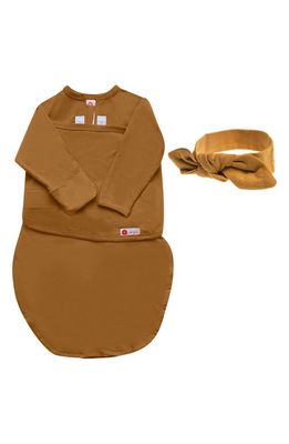 embé Starter 2-Way Long Sleeve Swaddle & Head Wrap Set in Brown