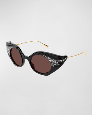 Embellished Acetate & Metal Cat-Eye Sunglasses