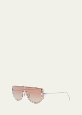 Embellished F Metal Shield Sunglasses