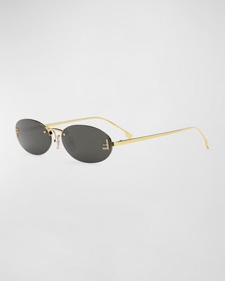 Embellished FF Oval Metal Sunglasses