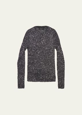 Embellished Fitted Crew-Neck Sweater