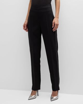 Embellished High-Rise Tapered Cady Pants