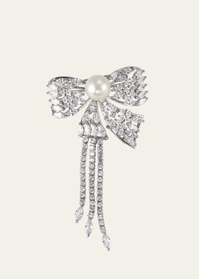 Embellished Pearly Bow Brooch