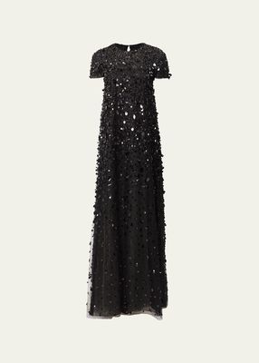 Embellished Sequin Gown