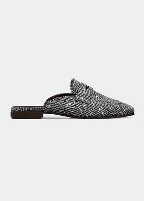 Embellished Sequin Loafer Mules