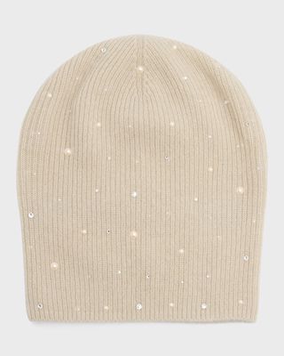 Embellished Slouchy Cashmere Beanie