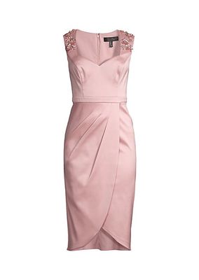 Embellished Stap Satin Midi-Dress