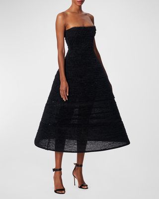 Embellished Tulle Strapless Fit-&-Flare Dress