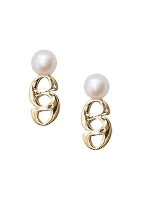 Emblem 14K-Gold-Plated & Freshwater Pearl Drop Earrings