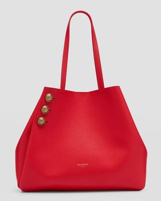 Embleme Shopper Tote Bag in Grained Leather