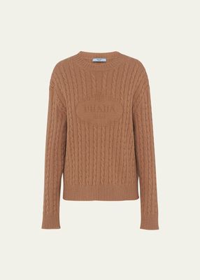 Embossed Logo Cable Cashmere Sweater