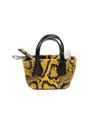 Embossed Yellow & Black Leather Clean Up Purse
