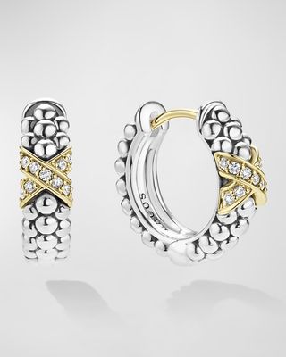 Embrace 18K Two-Tone Diamond Huggie Earrings