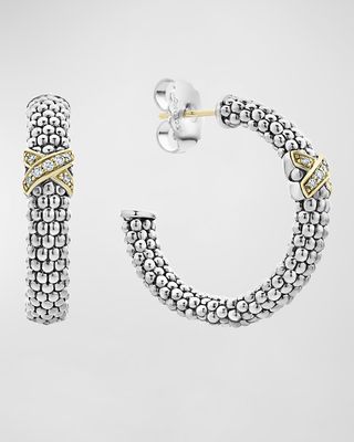 Embrace Diamond-X Hoop Earrings w/ 18k Gold