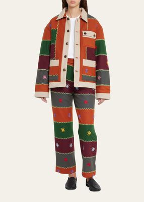 Embroidered Autumn Quilt Trousers