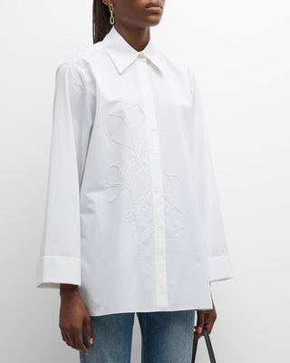 Embroidered Button-Down Cotton Shirt