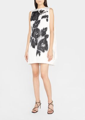 Embroidered Cape Mini Dress