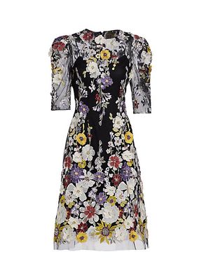 Embroidered Floral Cocktail Dress