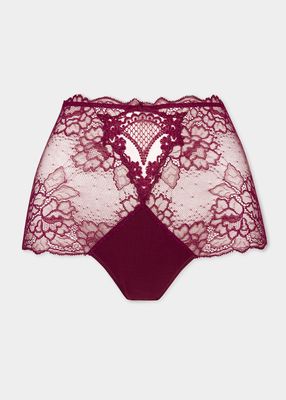 Embroidered High-Rise Lace Brief