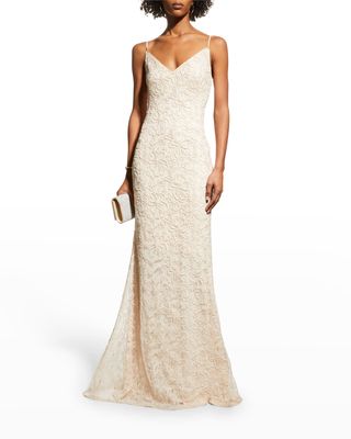 Embroidered Lace Sequin Gown