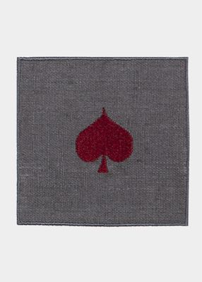 Embroidered Playing Card Cocktail Napkins, Set of 4