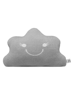 Embroidered Smile Cushion - Grey - Grey
