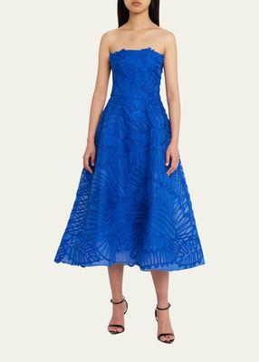 Embroidered Strapless Cocktail Dress