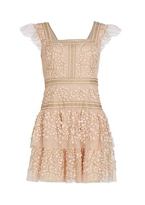 Embroidered Tiered Minidress