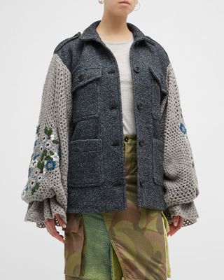 Embroidered Wool Utility Jacket