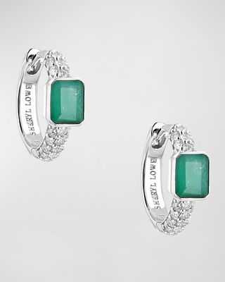 Emerald 3-Row Diamond Huggie Earrings