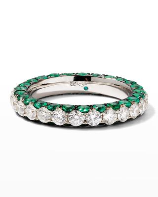 Emerald and Diamond 3-Sided Band Ring