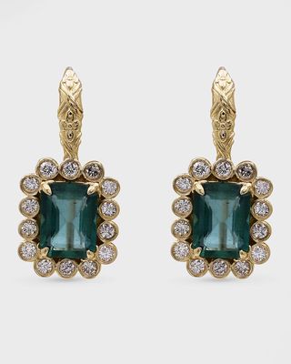 Emerald and Diamond Drop Earrings in 18K Gold