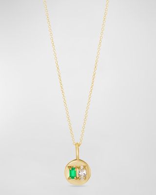 Emerald and Diamond Luxe Mini Medallion Necklace