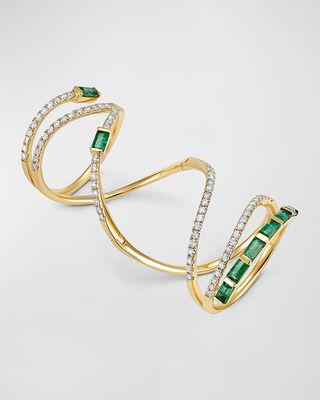 Emerald Baguette Mega Swirl Ring