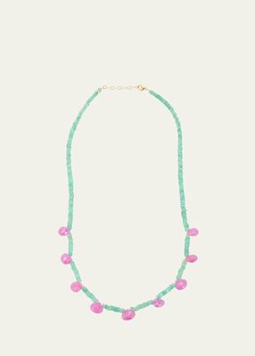 Emerald Bead and Ruby Candy Necklace
